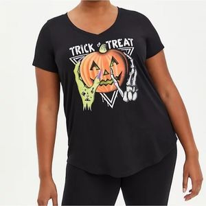Torrid Black Jersey Trick or Treat Spooky Halloween Tee ~ 1X